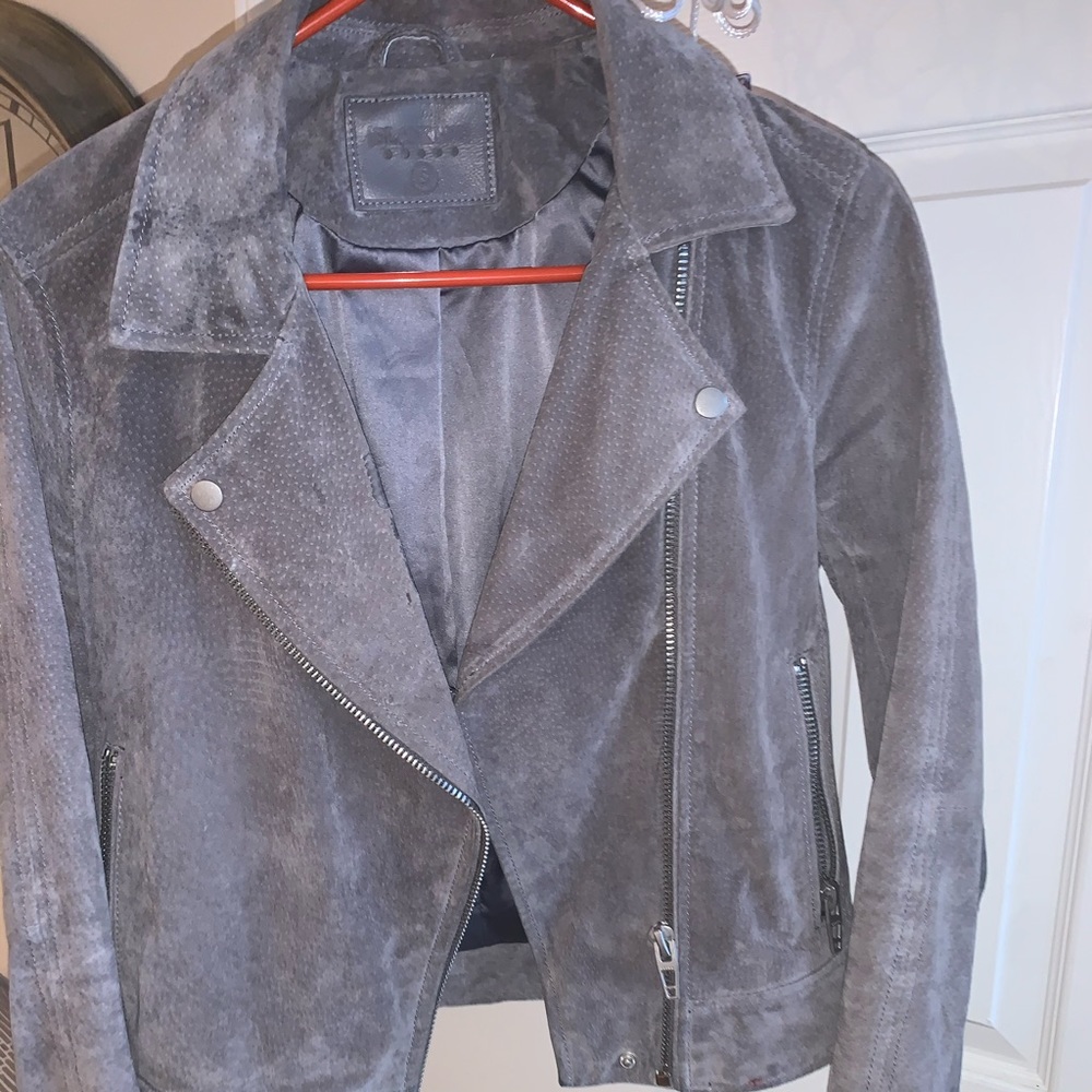 Grey Suede Blank NYC Moto Jacket